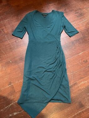 41 Hawthorn Teal Asymmetrical Faux-Wrap Dress